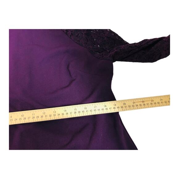 3765 PURPLE Shift Dress Womens 16 Lace Long Sleeve Knee Length Elegant Chiccore - Picture 9 of 10